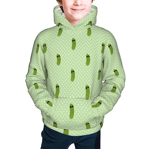 OLGCZM Cute Green Pickle Kids Hoodies Pullover 3d Sweatshirt Jumpers Tops For Boys Girls Medium2