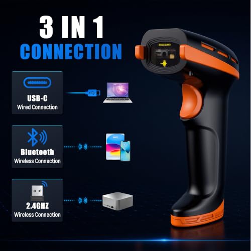 Image of Tera Barcode Scanner Wireless with Stand: 1D 2D QR with Power Switch, D6100