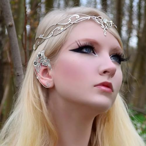 Elf Ear Cuffs for Women Silver Elf Costume Fairy Earrings Cuff Wrap Clip on Gothic Halloween Costume Cosplay Jewelry Gifts4