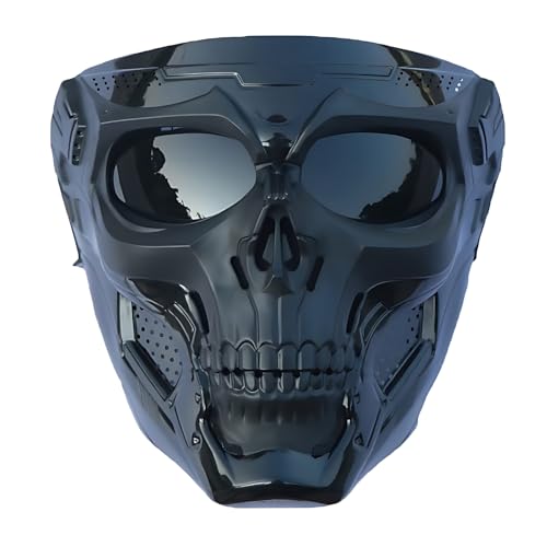 Motorcycle Helmet Riding Goggles Glasses Anti Fog Face Mask Dirt Bike ATV Motocross Eyewear (Black, Black Lens)