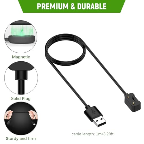 Image of ZORBES 3.3Ft /1M USB to Samsung Fit 3 Charger (1.6'' Display), Replacement Galaxy Fit 3 Smart Watch Charger Cable, Dual Pin Magnetic Charging Cable for Samsung Watch (Black)