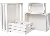 JUMBO HUMBLE Set of 4 Large Wooden Decorative Storage Crates, Whitewashed Nesting Wooden Crates for