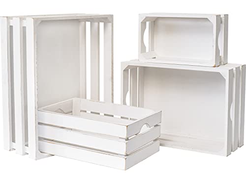 MACVAD Set of 4 Large Wooden Crates Decorative...