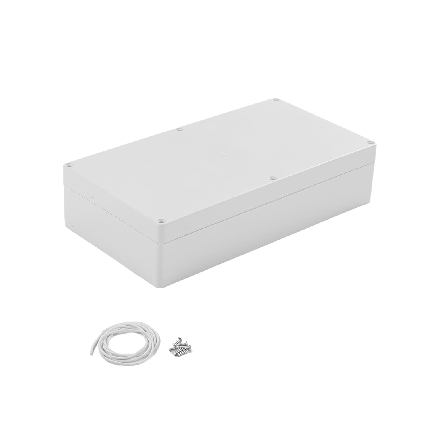 Heyiarbeit 14.37"x7.68"x3.39"(LxWxH) ABS Junction Box IP67 Electronics Universal Project Enclosure for DIY Project Electrical Equipment Gray White 1pcs