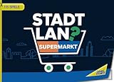 Stadt, Land, Supermarkt - 115 Spiele: Stadt, Land, Fluss Supermarkt - Spielblock für Mitarbeiter in Filiale | Geschenkidee Einzelhandel - Quiz Spiel Discounter