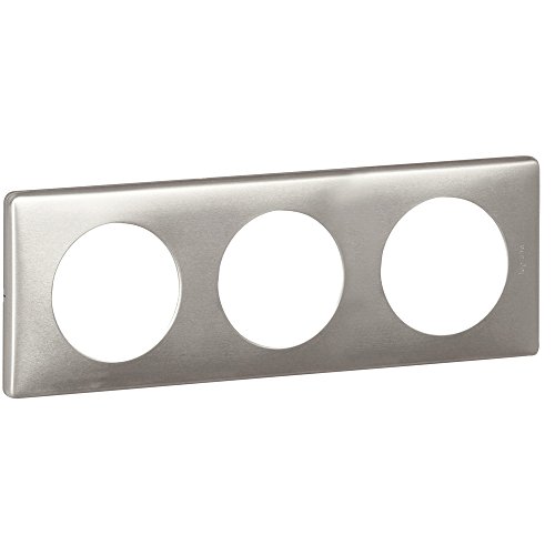 Legrand 068903 Plaque Céliane Métal 3 Postes, Titane