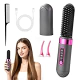 Stylingbürste für Kurze Haare: Haarbürste Elektrisch mit LED-Anzeige - 4 Temperaturstufen tragbare - Mini Glätteisen - für glattes, lockiges und trockenes Haar