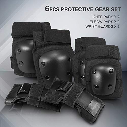 Joelheiras, Romacci 6 em 1 crianças/adultos joelheiras cotoveleiras almofadas de pulso conjunto de e