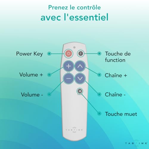 TabTime Télécommande TV à Gros Boutons - Mode d'emploi en Français - Facile à Utiliser et à Configurer - Télécommande TV Universelle et de Base - Cadeaux pour la Démence – vue 4