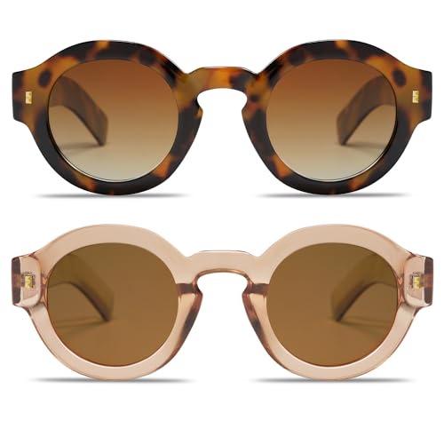 Image of VANLINKER Vintage Round Polarized Sunglasses for Women Men Trendy Shades Retro Circle Sun Glasses VL9743