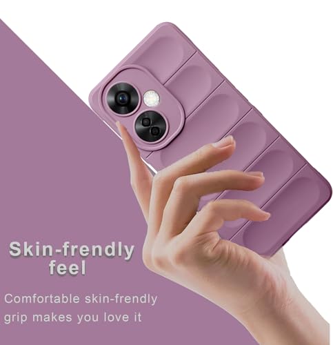 Image of A rtistque Liquid Silicone Stripes Back Cover Case for Oneplus Nord CE 3 Lite 5G | with Camera Protection | with Inner Fabric | Anti Slip Grip | AirBag Case - Purple