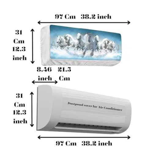 Image of Polyester Printed Air Conditioning Dust Cover Folding Designer Ac Cover For Indoor Split Ac 1.5 Ton (97X 31X 21 Cm ) (7 Horse)