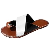 Pantuflas elegantes para mujer, zapatos de verano para mujer, sin cordones, informales, puntera abierta, plana, parte inferior suave, transpirables, sandalias para mujer, talla 6, Brown, 37.5 EU