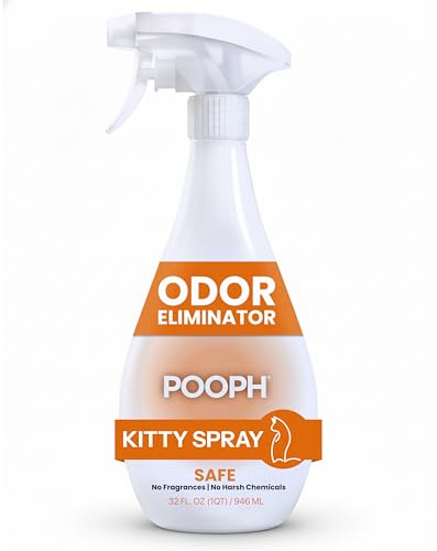 POOPH® Kitty Odor Eliminator – 32 fl oz Bottle – Proprietary Odor-Elimination Technology Works On-Contact – Cat Trees, Toys, Furniture, Bedding – NO Fragrances, NO Harsh Chemicals, Safe & Non-Toxic