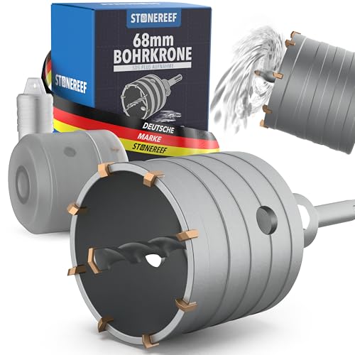 Bohrkrone 68mm SDS Plus - Steckdosenbohrer für Mauerwerke & Unterputz, Dosenbohrer für Steckdosen, Lochbohrer, Kernbohrer - Hochleistungs Kronenbohrer, Dosensenker für Profis