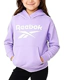 Reebok Girls Hoodie - Soft Cozy Midweight Fleece Girls Pullover Sweatshirt - Casual Fashion Kids Hoodie Fall Winter Clothes, Size 8, Lavender