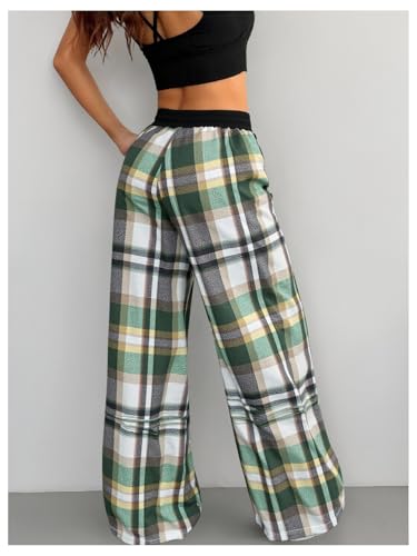 Image of SOLY HUX Women's Plaid Checkered Pants Flannel Pajama Pants with Pockets