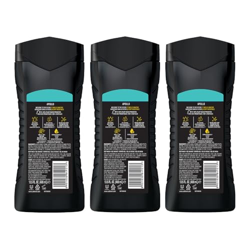Image of AXE Apollo 3-in-1 Body, Face & Hair Wash | Fresh Sage & Cedarwood Scent | 12H Refreshing Fragrance | Combo of 3| 400 ml Each