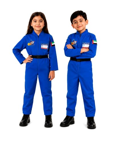 Astronaut Costume for Kids Unisex Blue Space Suit with UAE Badge (Medium (6-7 Years))