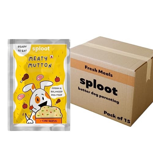 Sploot Natural Wet Dog Food – Meaty Mutton – Pet Food for Adult and Puppy Dogs – No Preservatives and Chemicals – Mutton and Brown Rice – 200gms Each (Pack of 15)