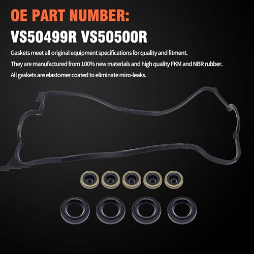 Image of HiSport VS50500R Engine Valve Cover Gasket Set - Compatible with Honda 1992-2000 Civic 1.6L 1993-1997 Civic del Sol 1.6L