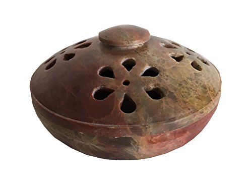 NAI Soapstone/Stone Incense Burner Bowl, Pot, Jar for Cones, Sticks, Resins or Charcoal-JL827