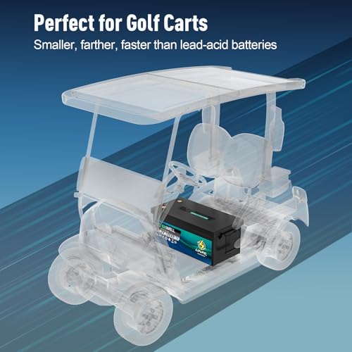 Image of 48V(51.2V) 100Ah Golf Cart Lithium LiFePO4 Battery with Bluetooth&APP, 15000+ Deep Cycle Battery with LCD Monitor, EV A+ Rated Cells Batteries with 200A BMS for Golf Cart, Lawn Mower, Solar System, RV
