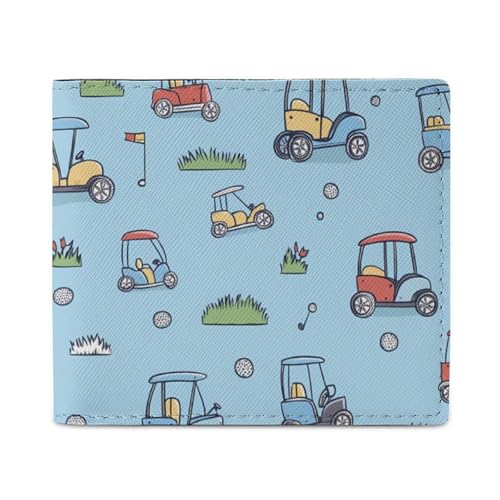 Golf Cart And Equipment Coin Purse PU Leather Bifold Wallet Small Change Purse Pouch Front Pocket Wallets
