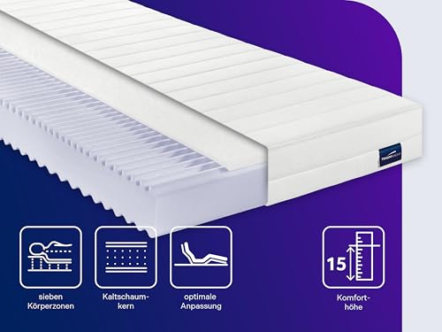 Traumnacht Basic 2 in 1 Duo - orthopädische 7- Zonen Kaltschaummatratze, Härtegrad 2 und 3,...