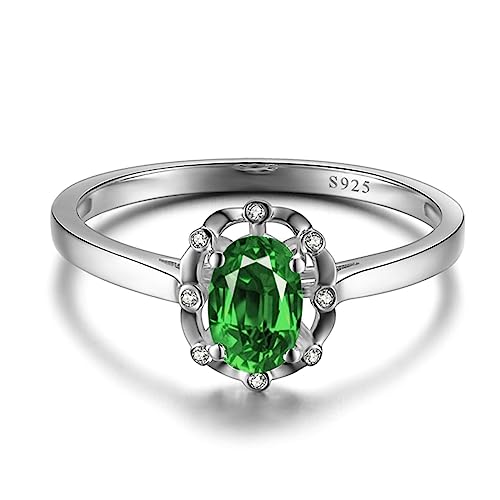 Bague argent femme 925 anti-ternissement serti 4 griffes zircon vert