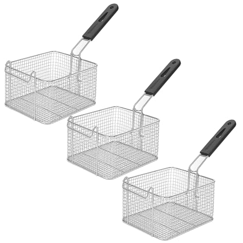 Cesta para Freidora Profunda, Cesta Coladora de Red de Malla Cuadrada con Mango Antideslizante, Cesta para Freidora Comercial de Pescado con Patatas Fritas de Cocina para Restaurante