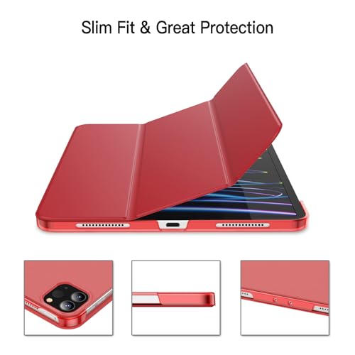 Image of JETech Cover Case for iPad Pro 11-Inch, 2022 /2021 /2020 /2018 Model (4th /3rd /2nd /1st Generation), Compatible with Pencil, Cover Auto Wake /Sleep (Red)
