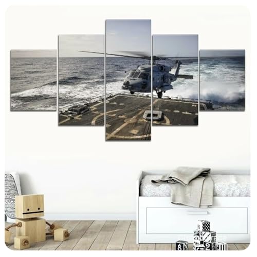 Affiches d'avion porte-avions HD sur toile 5 pièces pour décoration de salon sans cadre
