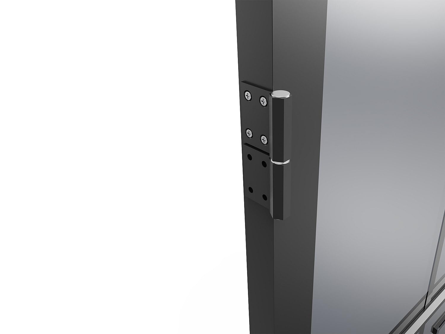 Vente-unique Juego de puerta reversible - aluminio y cristal templado - 204 x 73 cm - negro - SEROTO