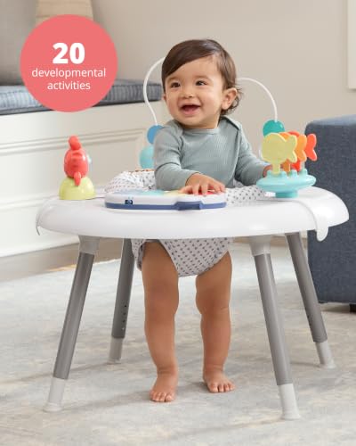 Skip Hop 2-in-1 Baby Activity Center with 20+ Developmental Activities Light-up Musical Piano for Tummy Time Play 4 Clip-on & Moveable Toys and 360-degree Rotating Seat Seascape Age 4m+ - image 2