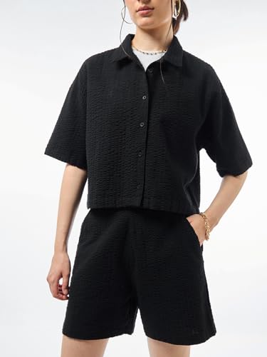 Image of Bewakoof Women's Cotton Solid Loose Fit Modern Co-Ordinates
