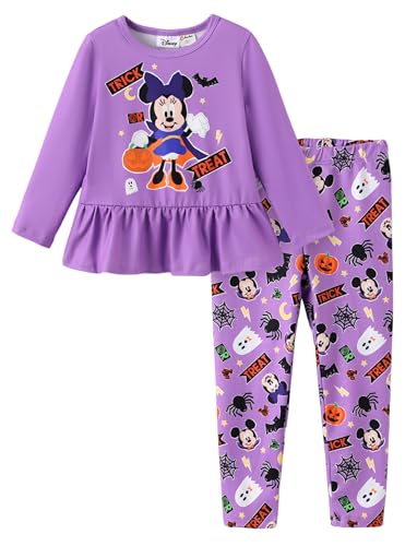 Image of Disney Minnie Mouse Frozen Princess Marvel Toddler Girls Clothes Long Sleeve Sweatshirt + Leggings 2pcs Outfits Set 2-6Y