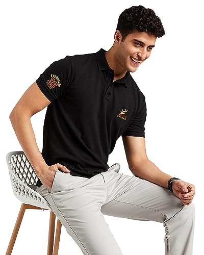 Image of EYEBOGLER Regular Fit Mens Polo Neck Half Sleeve Soild Casual Tshirt