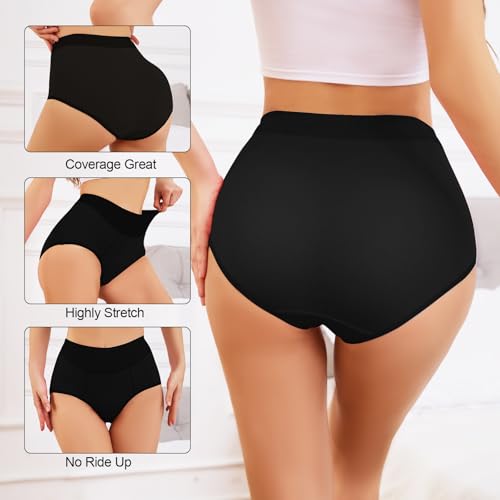 KAZNA Womens Cotton Underwear, High Waisted Briefs Panties Plus & Regular Size, Breathable Soft Hipster 5 Pack2