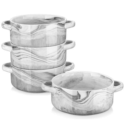 MALACASA Suppenschalen mit Griffen, 800 ML Porzellan Suppenschalen Set...