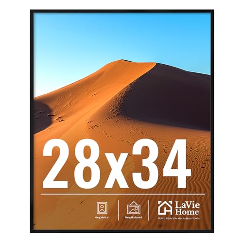 Image of LaVie Home 28x34 Picture Frame for Wall Display, 28x34 Black Picture Frame with HD Plexiglas, 28 x 34 Photo Frame 1 Pack, Display Frame for Vertical or Horizontal, Classic Collection