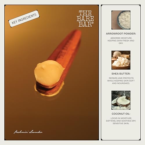 The Bare Bar Kashmiri Lavender Deodorant - 50 gm | Floral Fragrance| Odor & Sweat Control |Natural formula & Chemical free| Good for all skin types |Travel Mini Size Solid Deodorant for Men & Women