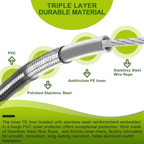 Image of Mofun 72 11 /16 inch Stainless Steel Extended Clutch Cable Compatible with Harley Touring 2007 2021-2023, Fit Dyna 2006-2017 Softail 2007-2017, Black