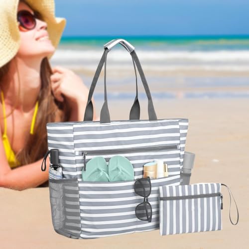 Beach Bags Beach Tote Lightweight Large Capacity with Pockets Travel Tote Shoulder Handbag for Toys Family Vacation Essentials3