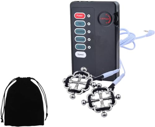 Generic Electric Shock Nipple Clamps for Pleasure Sex, Nipple Jewelry Non Piercing, Suitable for Ladies Own Use and Flirting with Couples Sweater Yoga UH7, Silver