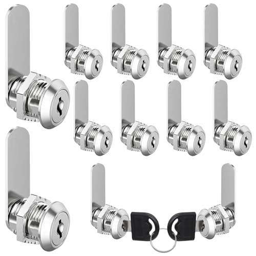 Forhandy 10 Piezas Cerraduras Taquillas 20 mm una llave Controla Todas las Cerraduras, Cerradura Taquilla Vestuario para Puertas de hasta 16 mm de Espesor