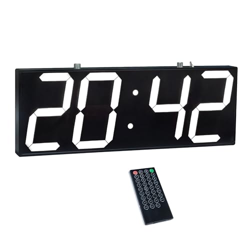 CHKOSDA Digital Wall Clock with Double Sided Display, Large Digital Clock with Timer,Alarm,Temperature and Date,Two Faced Hanging Wall Clock with 6''Number(White)