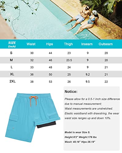 Silkworld Mens Swim Trunks With Compression Liner Swimming Shorts Quick Dry Bathings Suits With Cargo Pockets (Grey, Small) #TOP5
