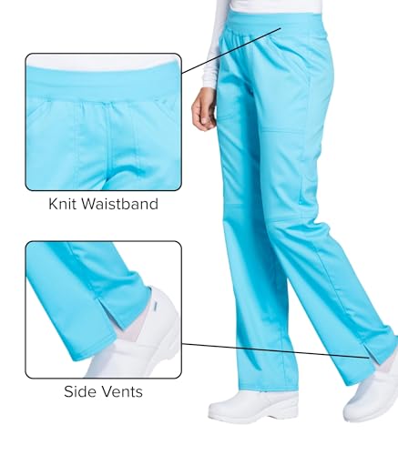 Image of Cherokee Women Scrub Pant with Straight Leg Pull-on Pant Medical Bottom with 4 Pocket & 2-Way Stretch Fabric - WW110 | 2-way Stretch Fabric, Pull-on Medical Bottom, Comfort Waistband, Knit Waist, Easy Care, Built For Healthcare Professionals