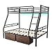 PVWIIK Bunk Bed Twin Over Full with Storage Drawers and LED/Metal Bunk Bed Frame w/Under-Bed Storage for Dormitory,Living Room,Bedroom,Kids,Black